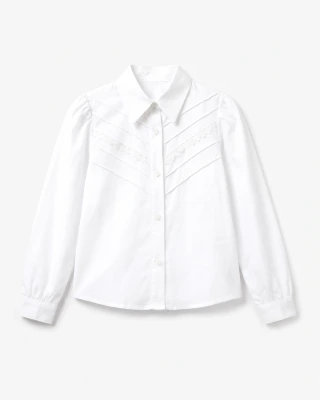 CHEMISE F GUIPURE MANCHE BOUFFANTE T4/14A
