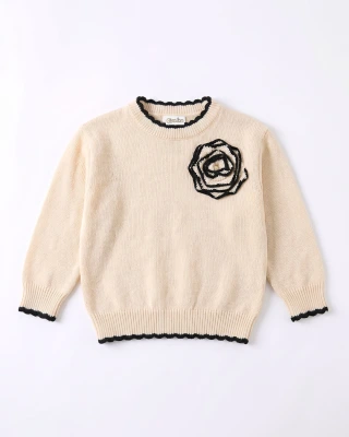 PULL F AVEC FLEUR 26CHPLF08 T3/T12A