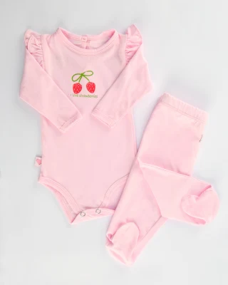 KIT 2P BB F  STRAWBERRY AVEC VOLANT  T0M/T18M