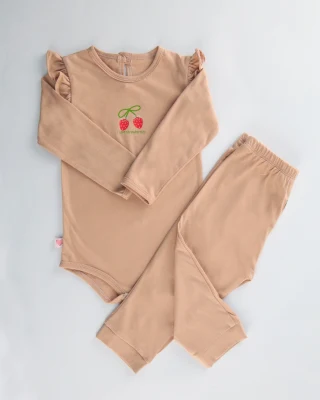 KIT 2P BB F  STRAWBERRY AVEC VOLANT  T0M/T18M